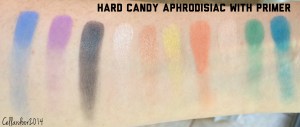 Hard Candy Aphrodisiac Palette swatched with primer