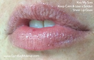 kiss my sass keep calm & kiss a soldier sheer lip glaze - lip swatch is